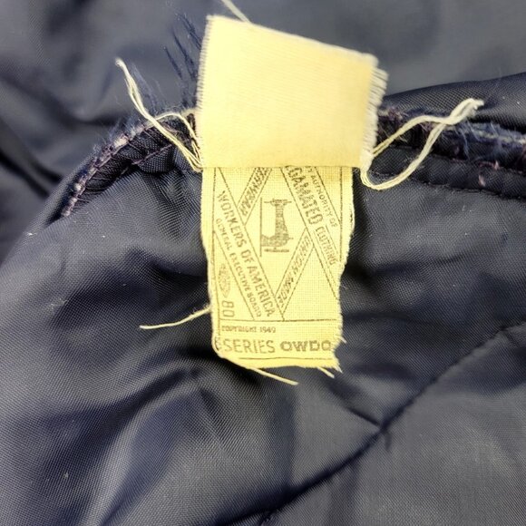 Vintage Union McGregor Mens Sportswear Quilted Jacket Navy Blue Medium *callout - Picture 3 of 11